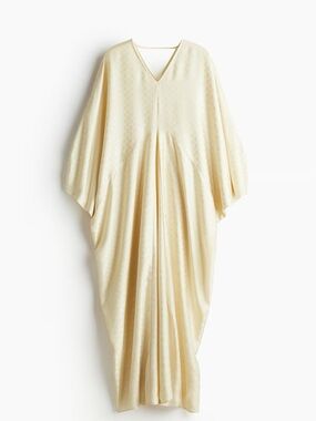 H&M Cream V-Neck Draped Kaftan Dress